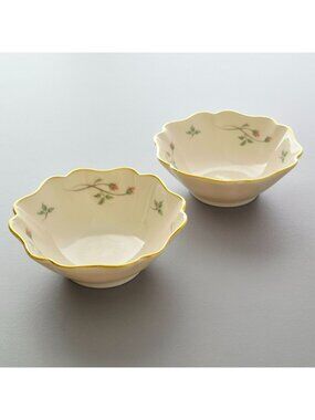 Vintage Lenox "Rose Manor Pink" Jewelry Dish Set of 2, Granny Chic, c1985-99 USA